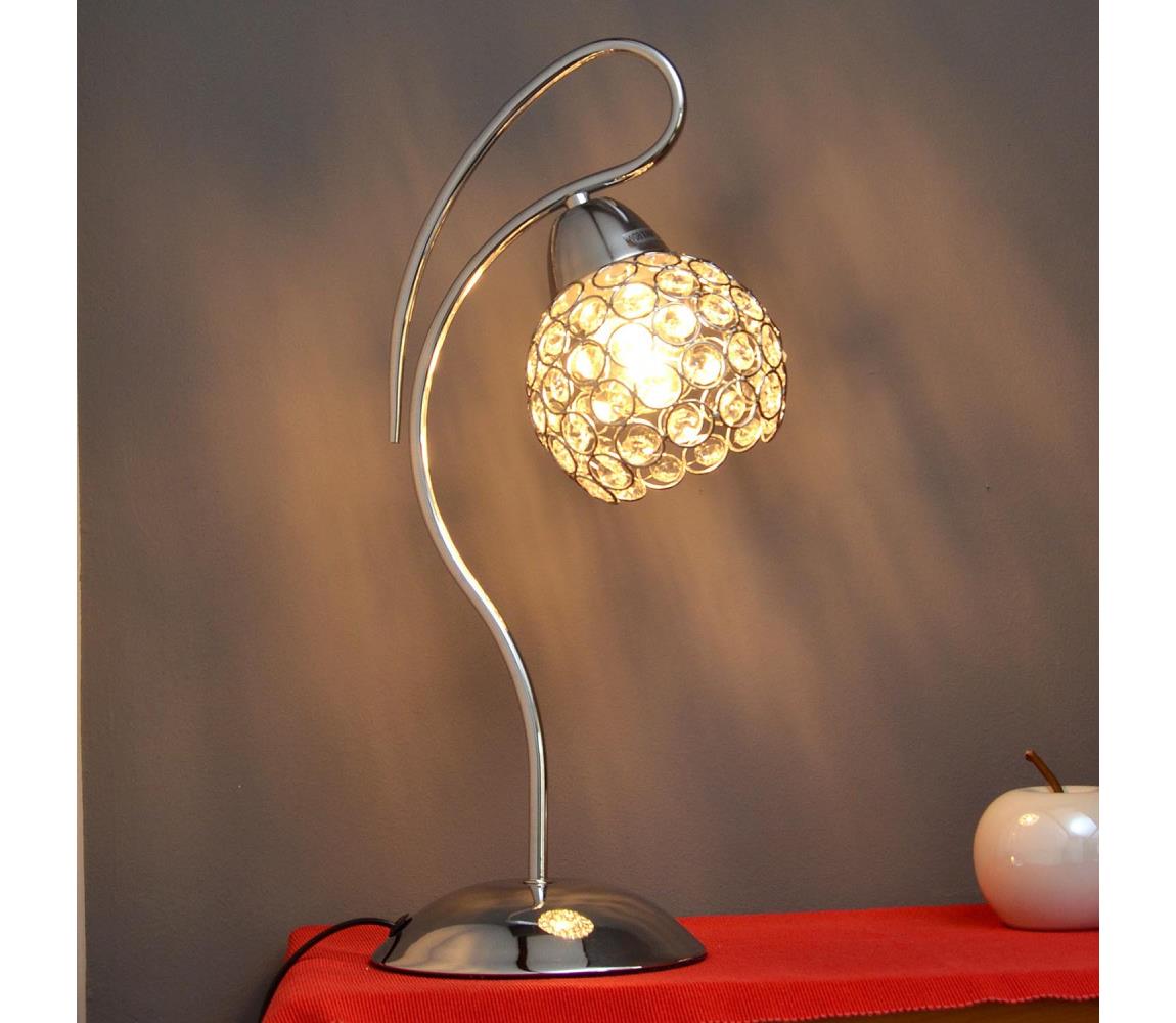  Stolní lampa DORA 1xE27/15W/230V lesklý chrom/čirá 