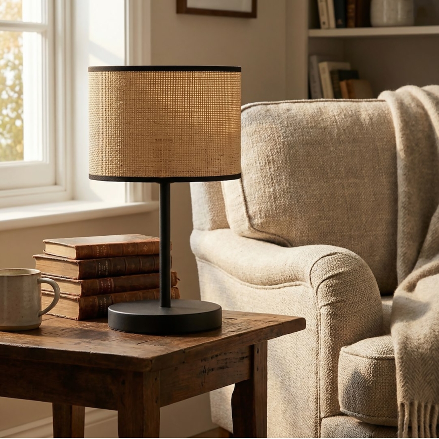 Stolní lampa ECO 1xE27/15W/230V béžová/ratan