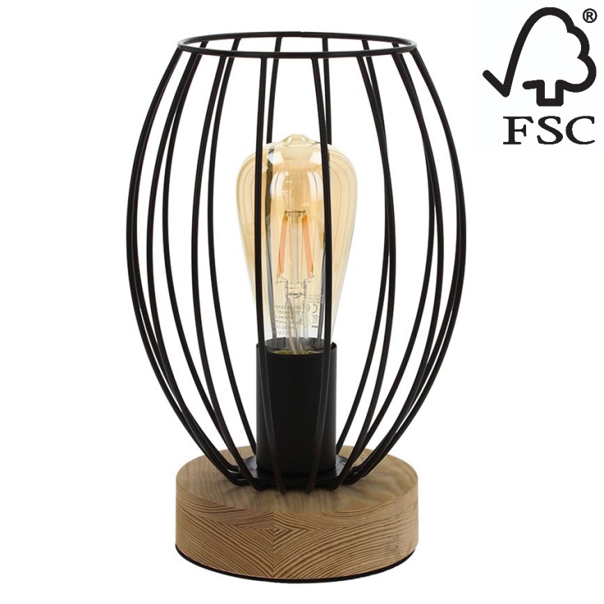 Stolní lampa GUNNAR 1xE27/25W/230V dub – FSC certifikováno