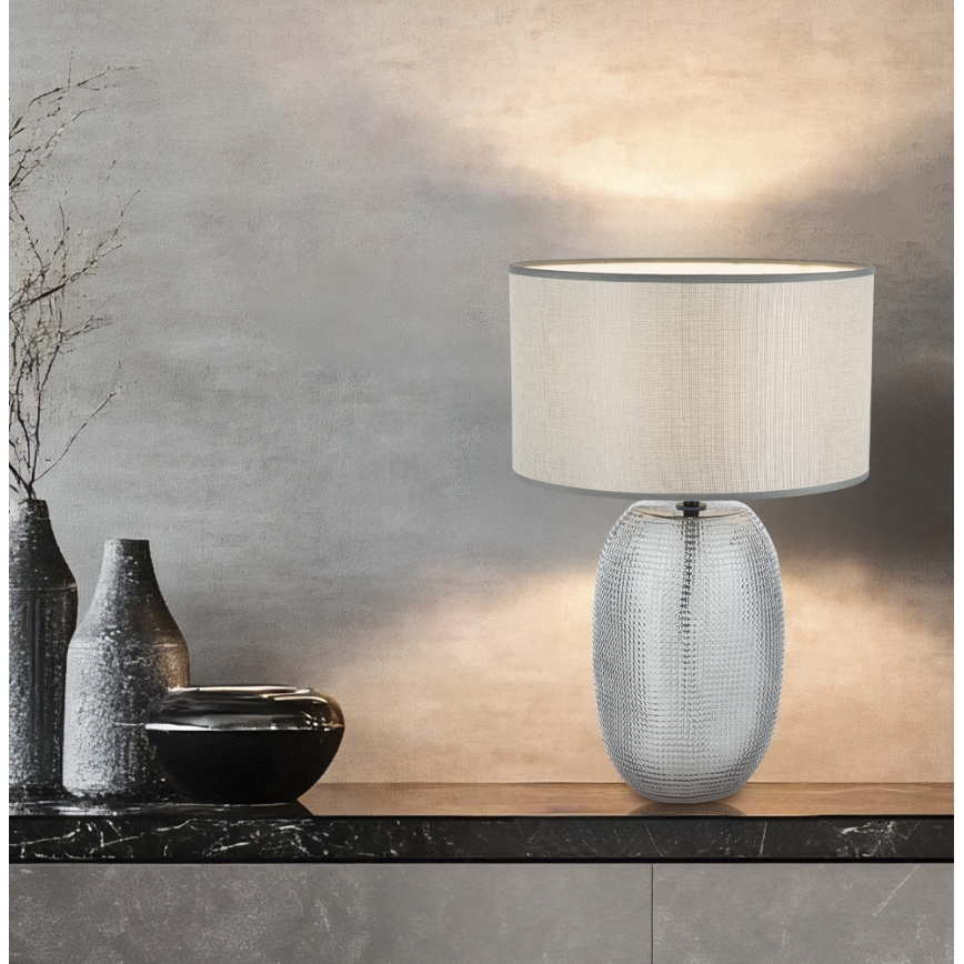 Stolní lampa JENIFER 1xE27/40W/230V šedá/kouřová