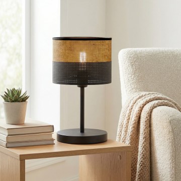 Stolní lampa KARBON 1xE27/15W/230V černá/hnědá