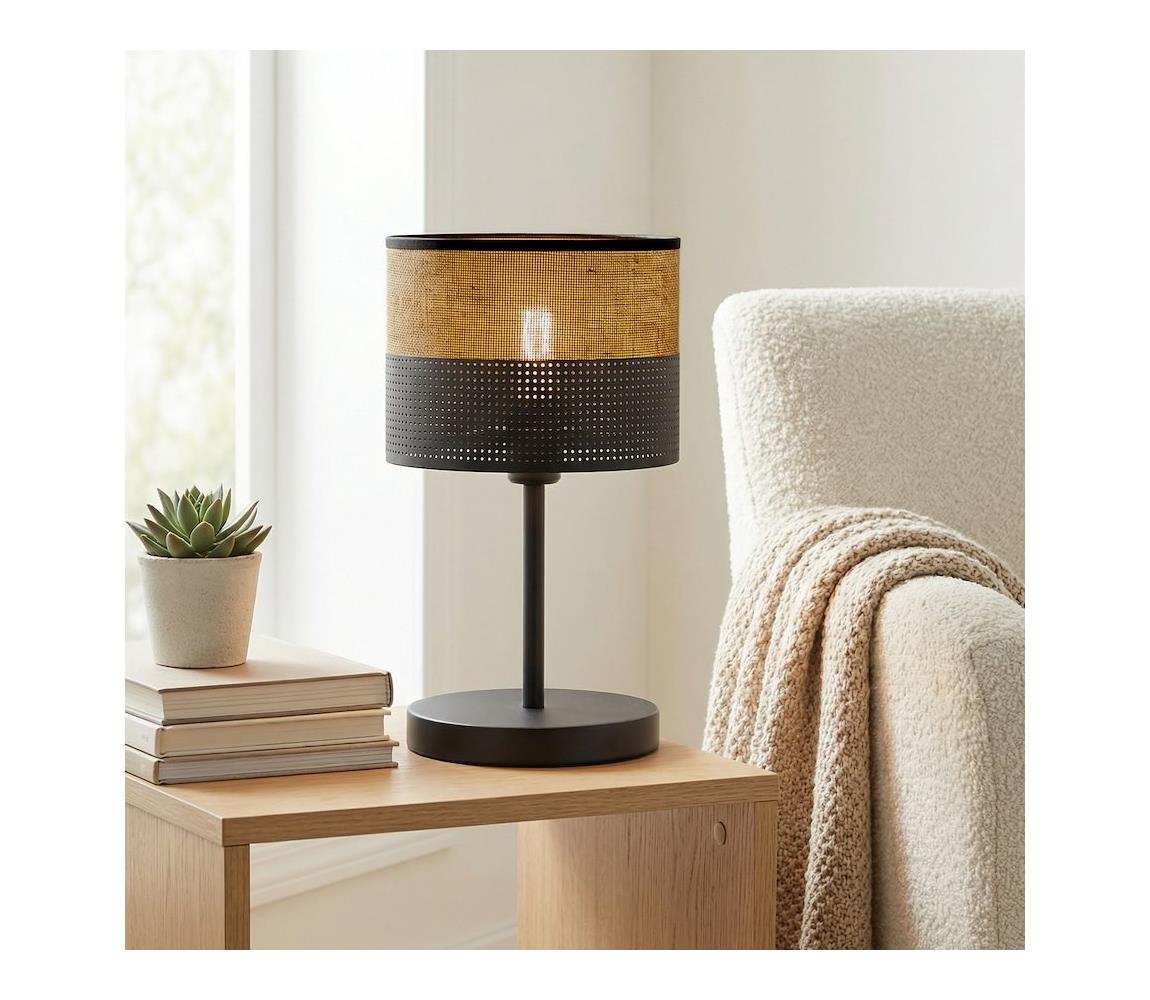 EMIBIG Stolní lampa KARBON 1xE27/15W/230V černá/hnědá 1653/LN1 Hnědá,Černá