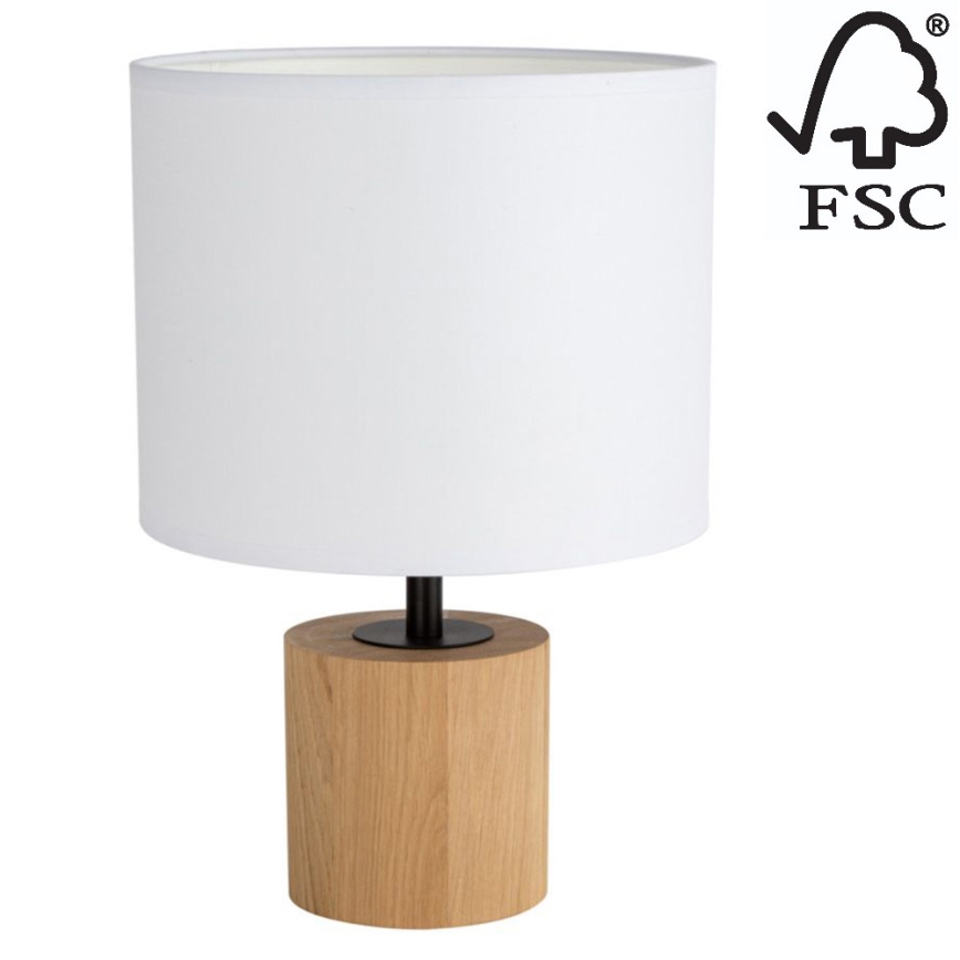 Stolní lampa KRETA 1xE27/25W/230V borovice/bílá – FSC certifikováno