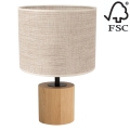 Stolní lampa KRETA 1xE27/25W/230V dub/béžová dub – FSC certifikováno