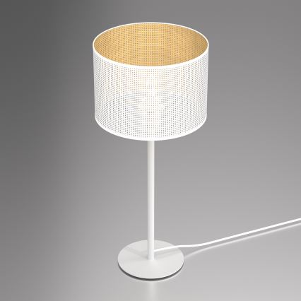 Stolní lampa LOFT SHADE 1xE27/60W/230V pr. 25 cm bílá/zlatá