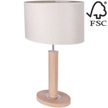 Stolní lampa MERCEDES 1xE27/40W/230V 46 cm krémová/dub – FSC certifikováno
