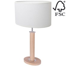 Stolní lampa MERCEDES 1xE27/40W/230V 60 cm bílá/dub – FSC certifikováno