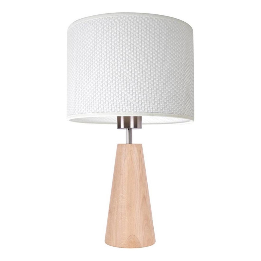 Stolní lampa MERCEDES 1xE27/40W/230V pr. 43 cm bílá/dub