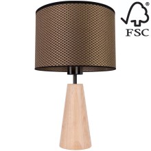 Stolní lampa MERCEDES 1xE27/40W/230V pr. 43 cm hnědá/dub – FSC certifikováno