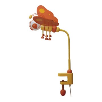 Stolní lampa MOTÝL oranžová/žlutá/dřevo