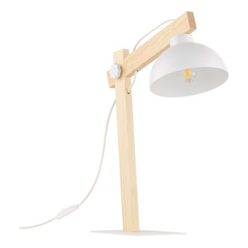 Stolní lampa OSLO 1xE27/15W/230V borovice/bílá