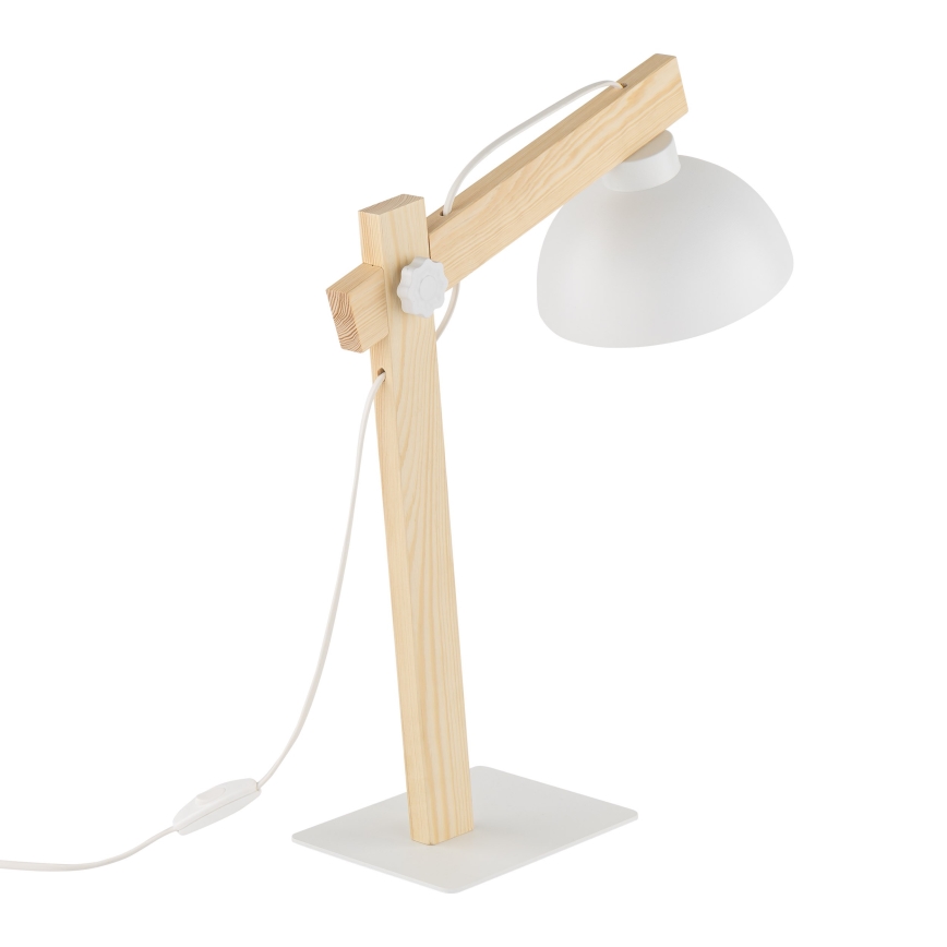 Stolní lampa OSLO 1xE27/15W/230V borovice/bílá