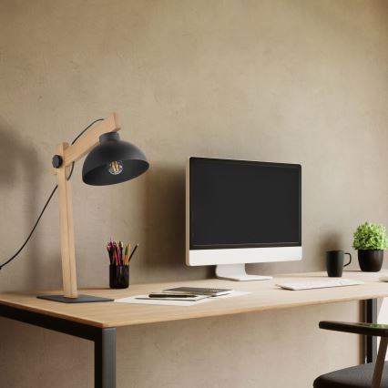 Stolní lampa OSLO 1xE27/15W/230V borovice/černá