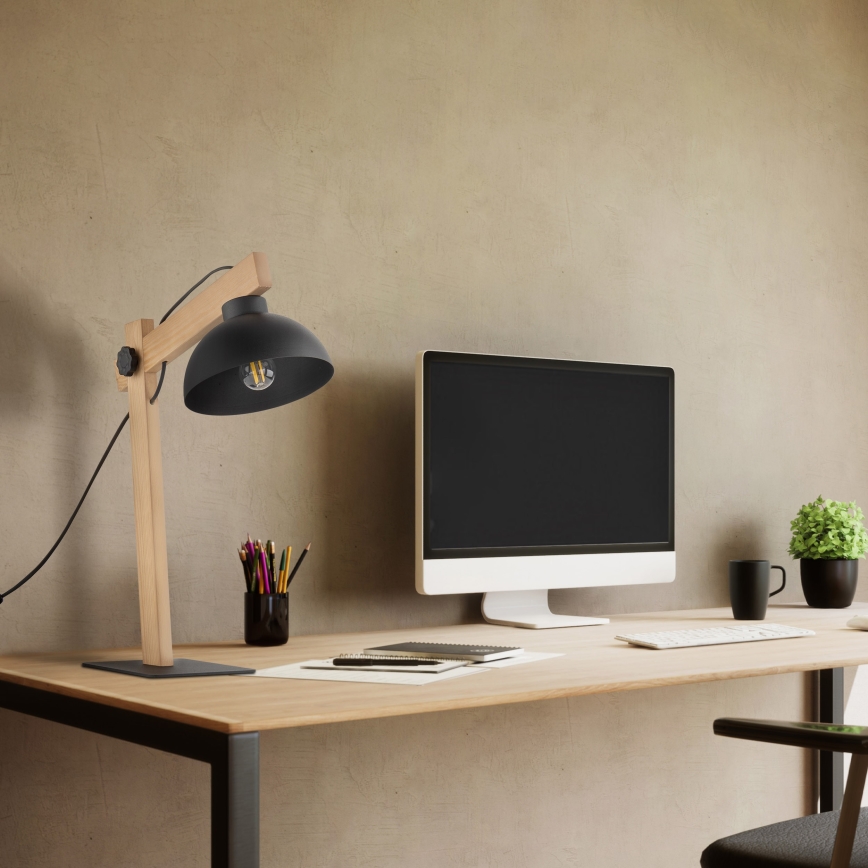Stolní lampa OSLO 1xE27/15W/230V borovice/černá