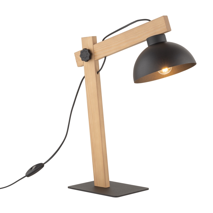 Stolní lampa OSLO 1xE27/15W/230V borovice/černá