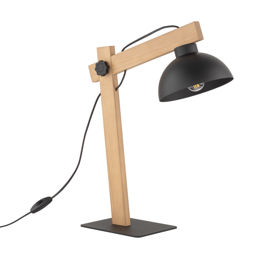 Stolní lampa OSLO 1xE27/15W/230V borovice/černá