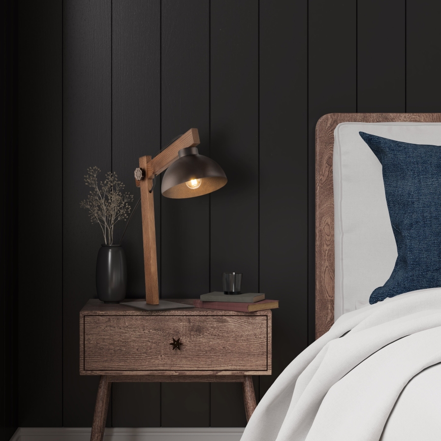 Stolní lampa OSLO 1xE27/15W/230V ořech/hnědá