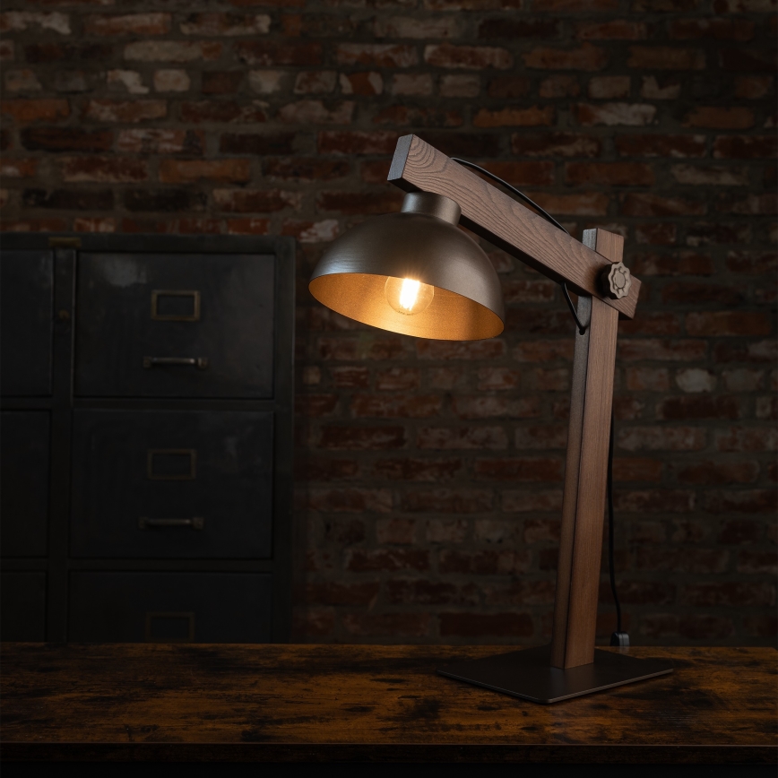 Stolní lampa OSLO 1xE27/15W/230V ořech/hnědá