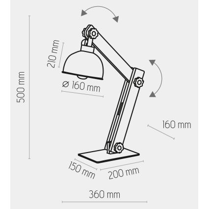 Stolní lampa OSLO 1xE27/60W/230V černá/dřevo