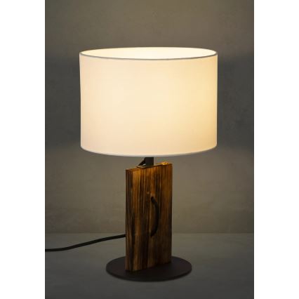 Stolní lampa PINUS 1xE27/40W/230V bílá/dřevo