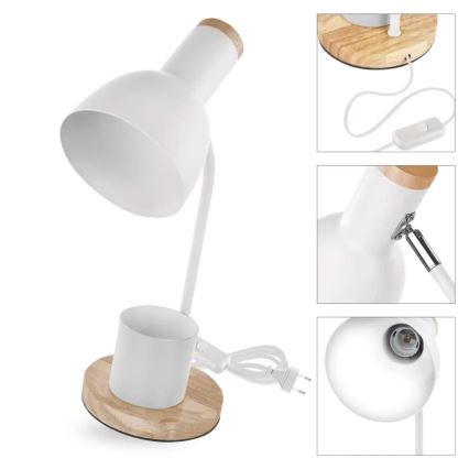 Stolní lampa POPPY 1xE27/25W/230V bílá