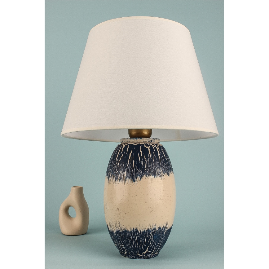 Stolní lampa RAMZES 1xE27/40W/230V béžová/modrá