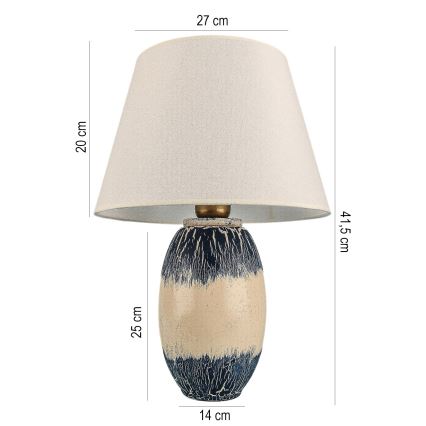 Stolní lampa RAMZES 1xE27/40W/230V béžová/modrá