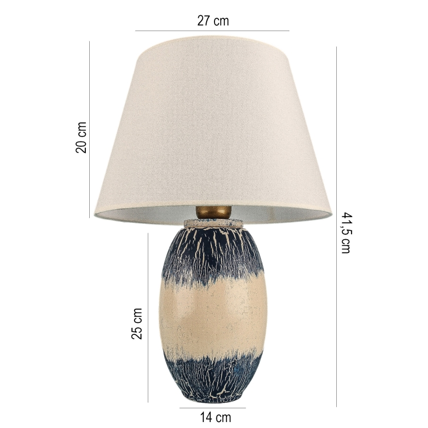 Stolní lampa RAMZES 1xE27/40W/230V béžová/modrá