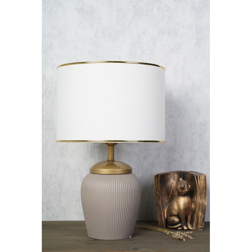 Stolní lampa RAMZES 1xE27/40W/230V bílá/béžová