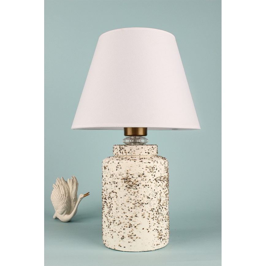 Stolní lampa RAMZES 1xE27/40W/230V bílá/béžová