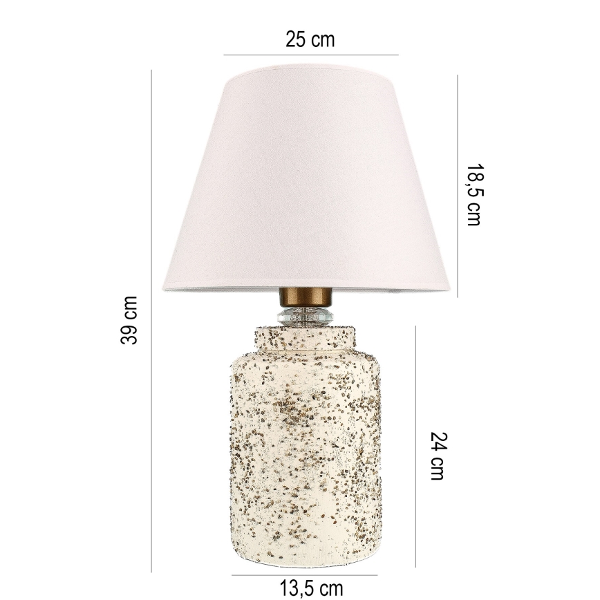 Stolní lampa RAMZES 1xE27/40W/230V bílá/béžová