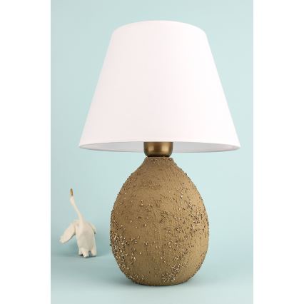 Stolní lampa RAMZES 1xE27/40W/230V bílá/hnědá