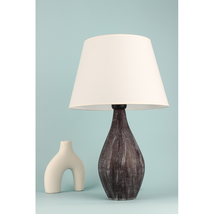 Stolní lampa RAMZES 1xE27/40W/230V bílá/hnědá