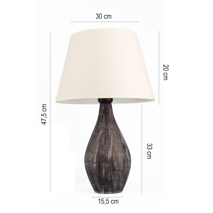 Stolní lampa RAMZES 1xE27/40W/230V bílá/hnědá