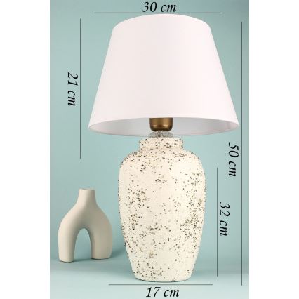 Stolní lampa RAMZES 1xE27/40W/230V bílá/krémová