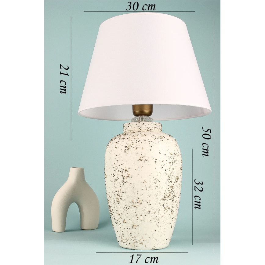 Stolní lampa RAMZES 1xE27/40W/230V bílá/krémová