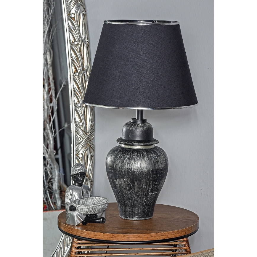 Stolní lampa RAMZES 1xE27/40W/230V černá/stříbrná