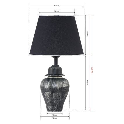 Stolní lampa RAMZES 1xE27/40W/230V černá/stříbrná