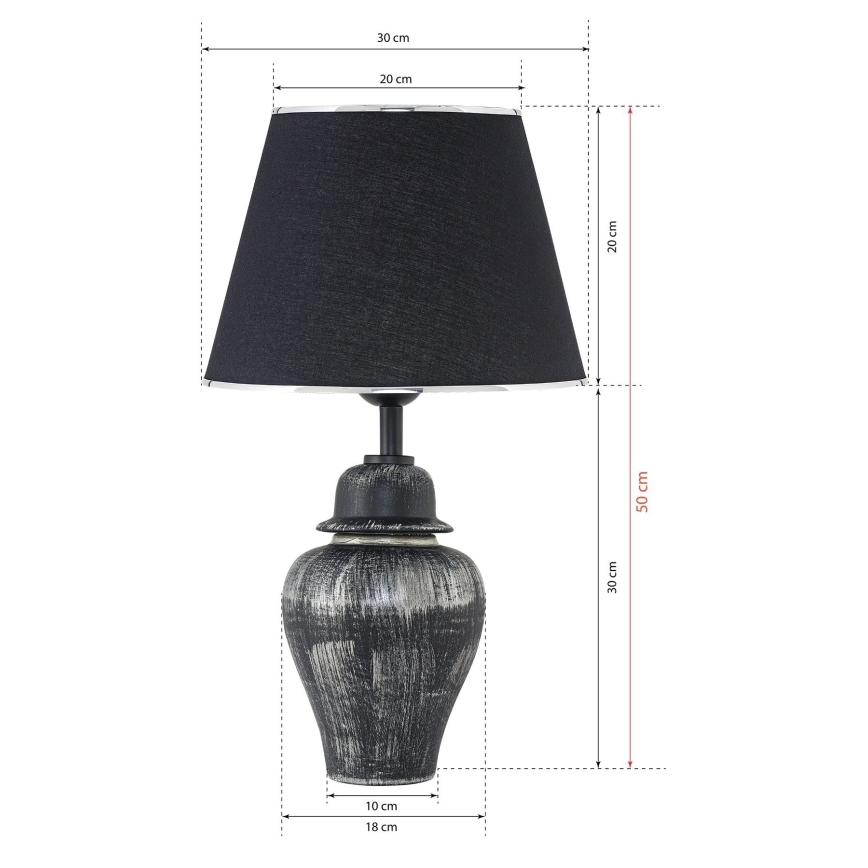 Stolní lampa RAMZES 1xE27/40W/230V černá/stříbrná