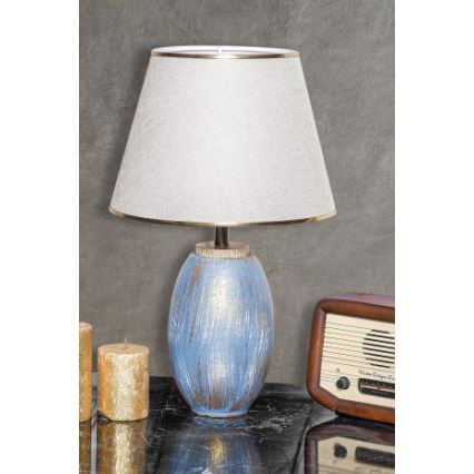 Stolní lampa RAMZES 1xE27/40W/230V krémová/modrá