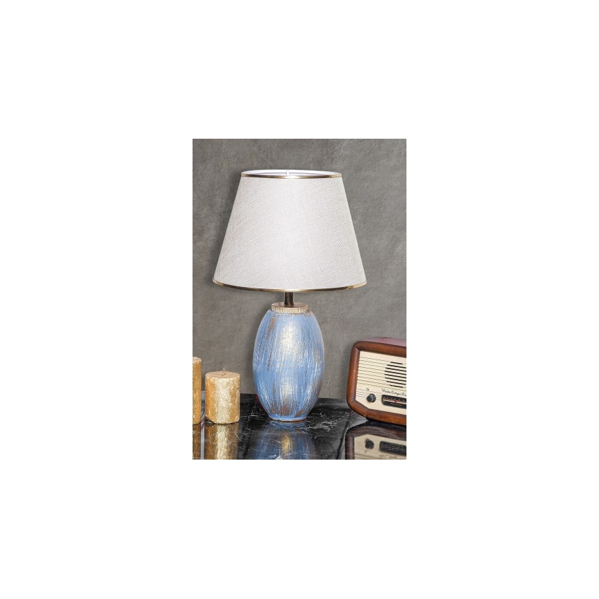 Stolní lampa RAMZES 1xE27/40W/230V krémová/modrá