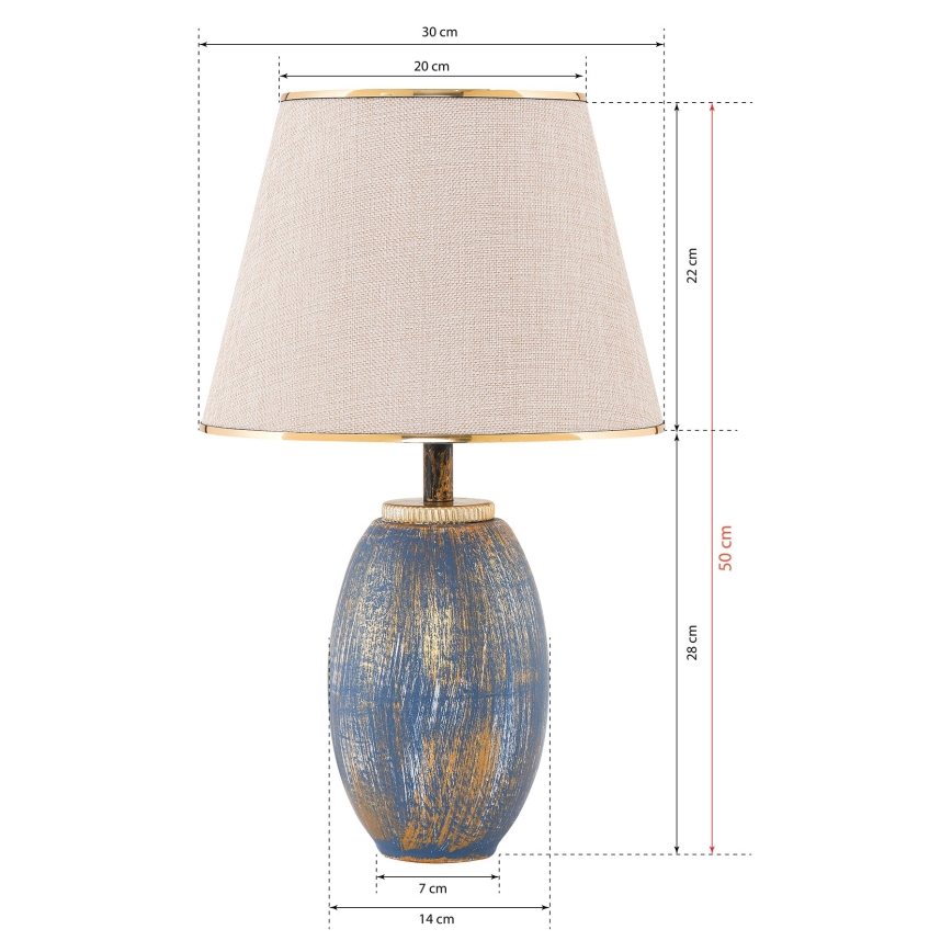 Stolní lampa RAMZES 1xE27/40W/230V krémová/modrá