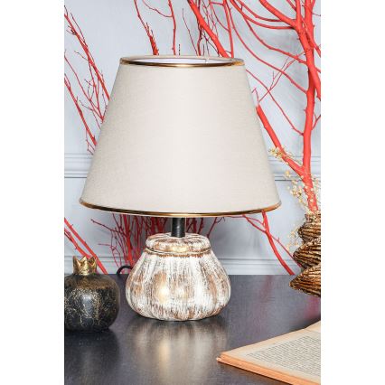 Stolní lampa RAMZES 1xE27/40W/230V krémová/zlatá