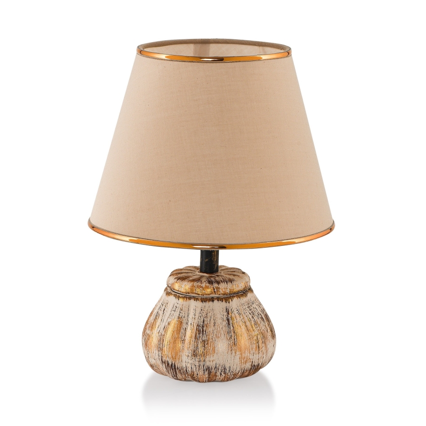 Stolní lampa RAMZES 1xE27/40W/230V krémová/zlatá
