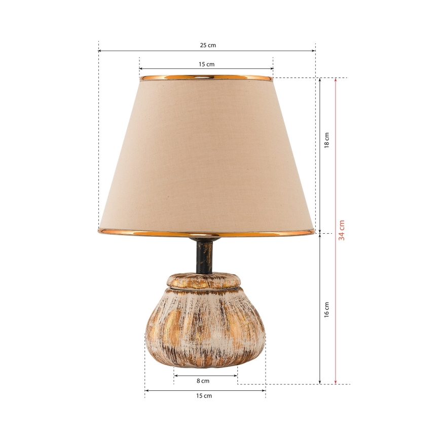 Stolní lampa RAMZES 1xE27/40W/230V krémová/zlatá