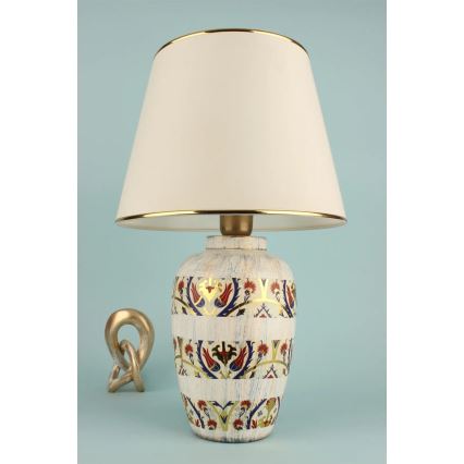 Stolní lampa RAMZES 1xE27/40W/230V krémová/zlatá