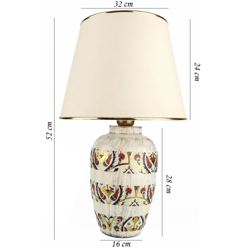 Stolní lampa RAMZES 1xE27/40W/230V krémová/zlatá
