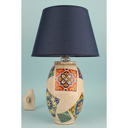 Stolní lampa RAMZES 1xE27/40W/230V modrá/béžová