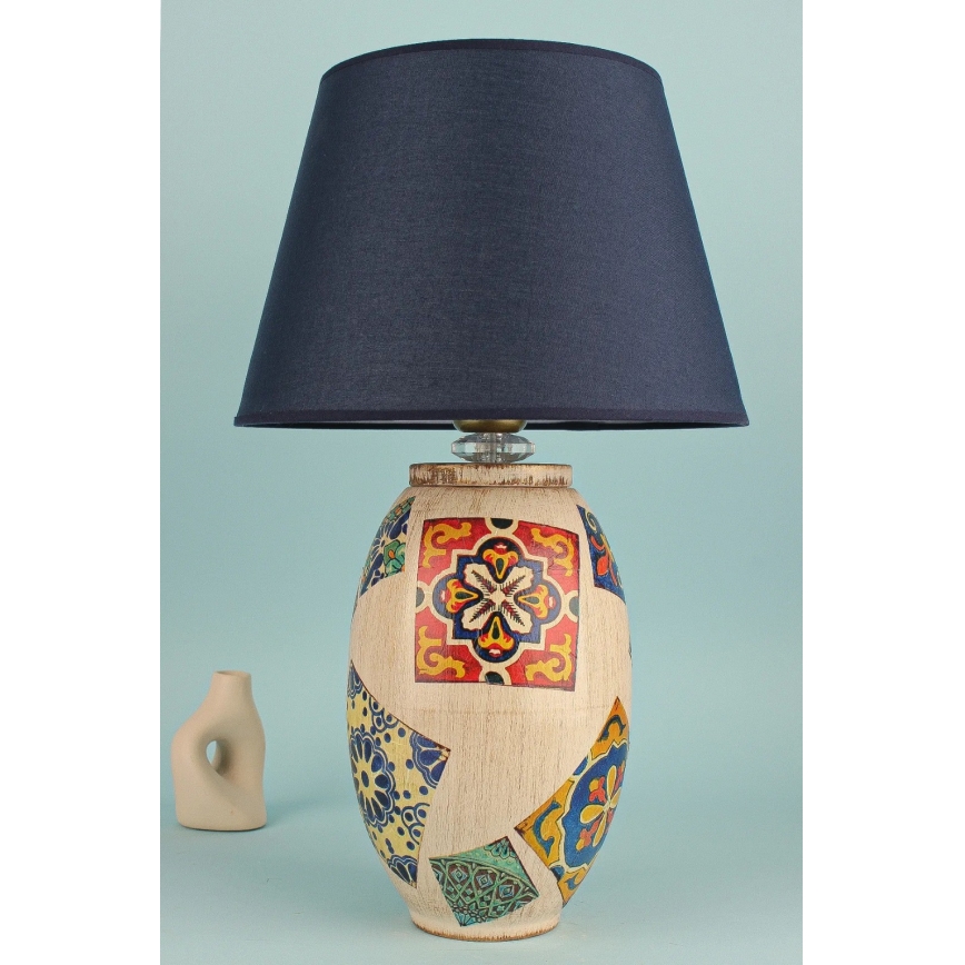 Stolní lampa RAMZES 1xE27/40W/230V modrá/béžová