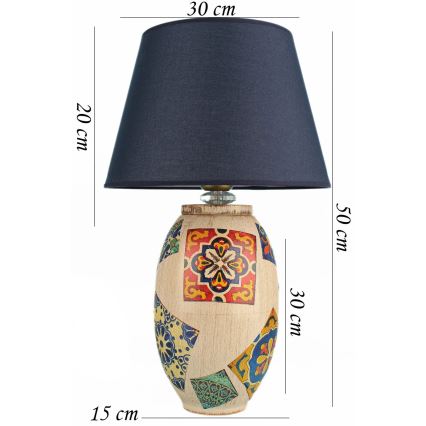 Stolní lampa RAMZES 1xE27/40W/230V modrá/béžová